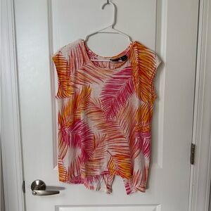 Tahari Linen Tropical Print Top